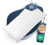 CALMONT Oreiller en Duvet à 3 Chambres 80 x 80 I Moelleux et adapté aux Personnes allergiques I Oreiller Durable et Respirant (80x40 cm)