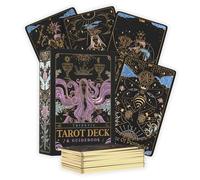 Calmoura Tridevia Cartes de tarot avec guide (français non garanti), jeu de 78 cartes inspiré du Rider-Waite avec significations, détails dorés et bords dorés pour débutants et experts