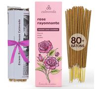 Calmveda Baton Encens Rose Radiant - (80 batonnets encens Naturel) Baton Indien sans Charbon,Fabriqués À Partir De Fleurs Recy s | Non Toxiques |Utilisation pour La Détente,fruitées mais crémeuses