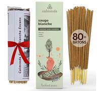 Calmveda Lot de 80 bâtons d'encens à la sauge blanche pour le nettoyage - Sans charbon de bois, fabriqués à partir de fleurs recyclées | Encens de protection pour nettoyer les énergies négatives