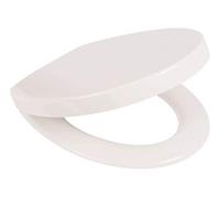Calmwaters® Abattant de WC premium antibacterial avec mécanisme de fermeture en douceur, couvercle de WC superposé, amovible, Duroplast, forme en O, Top-Fix, charnière en acier inoxydable, blanc