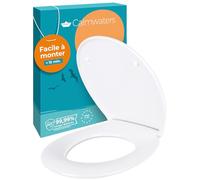 Calmwaters® Abattant WC, siège de toilette installation facile, jusqu'à 250 kg, Made in EU, duroplast antibactérien, double mécanisme soft-close, 2 options de fixation, amovible, ovale, blanc