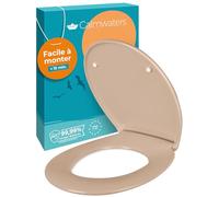 Calmwaters® Premium siège de toilette installation facile, jusqu'à 250 kg, Made in EU, duroplast antibactérien, double mécanisme soft-close, 2 options de fixation, amovible, ovale, beige