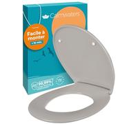 Calmwaters® Premium siège de toilette installation facile, jusqu'à 250 kg, Made in EU, duroplast antibactérien, double mécanisme soft-close, 2 options de fixation, amovible, ovale, gris