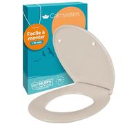 Calmwaters® Premium siège de toilette installation facile, jusqu'à 250 kg, Made in EU, duroplast antibactérien, double mécanisme soft-close, 2 options de fixation, amovible, ovale, pergamon