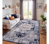 Calore Tapis Chambre Vintage, Artistique Unique Doux à Poils Courts pour Salon Salle à Manger, Antidérapant Modernes Traditionnels (Rétro-Bleu Marine, 160*200)