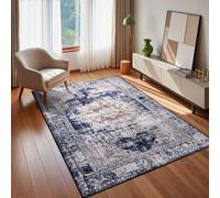 Calore Tapis Chambre Vintage, Tapis Salon Modernes Doux à Poils Courts pour Chambre à Coucher, Salon, Salle à Manger, Antidérapant Tapis Traditionnels (Rétro-Bleu Marine, 120 * 160)