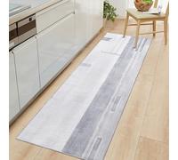 Calore Tapis de Cuisine antidérapant Lavable Tapis Cuisine Long Doux Gris Tapis Cuisine Devant evier pour Chambre à Coucher couloirs Salon Cuisine (Gris/Bleu Clair, 80 x 250 cm)