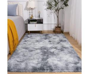 Calore Tapis de Salon Shaggy Moderne Interieur Confortable Maison Tapis de Sol (Gris Blanc, 80 x 120 cm)