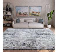 Calore Tapis de Salon Tapis Shaggy Tapis Chambre Tapis Moderne Interieur Confortable Maison Tapis de Sol (Gris Blanc, 185 * 185 cm)