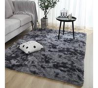 Calore Tapis de Salon Tapis Shaggy Tapis Chambre Tapis Moderne Interieur Confortable Maison Tapis de Sol (Gris Noir, 185 x 185 cm)
