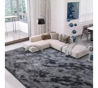 Calore Tapis de Salon Tapis Shaggy Tapis Chambre Tapis Moderne Interieur Confortable Maison Tapis de Sol (Gris Noir, 135 x 185 cm)