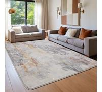 Calore Tapis moderne abstrait, doux et vieilli, antidérapant imprimé - couvre-sol salon, chambre à coucher, salle à manger (abstrait/gris, 10,9 x 1,6 m)