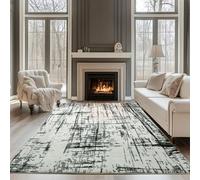 Calore Tapis Salon Chambre Grand Tapis Doux Antidérapant Moderne Tapis de Salon Rayé Poils Ras (Abstrait Gris/Blanc/Noir, 200 x 250 cm)