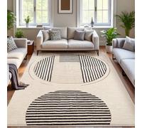 Calore Tapis Salon Lavable 200x250cm, Doux Tapis Chambre Beige Antidérapant Géométrique Grand Tapis à Poils Courts