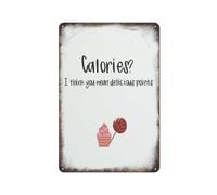 Calories Je pense que tu veux dire Delicious Points Drôle Art Affiche Sucette Cupcake Dessin Animé Métal Étain Plaque Affiche Vintage Culture Décoration Murale Aluminium Jardin Restaurant Salon Cham