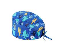 Calot Chirurgien Femme Chapeaux de Travail avec Boutons et Cravate Chapeau Réglable Respirants Turban Imprimé Casquette Chapeau de Beauté Chapeaux Unisexe de Cuisinier (03-Light Blue, One Size)