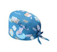 Calot Chirurgien Femme Chapeaux de Travail avec Boutons et Cravate Chapeau Réglable Respirants Turban Imprimé Casquette Chapeau de Beauté Chapeaux Unisexe de Cuisinier (02-Light Blue, One Size)