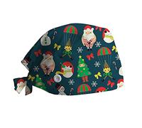 Calot Chirurgien Homme Imprimé De Noël Bonnet Chirurgien Femme Accessoire pour Infirmières Bandeau Foulard avec Bande Anti-Transpiration Casquette Imprimée pour Cheveux Long Court