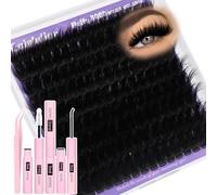 calphdiar Kit d'extensions de cils individuels 300D - 14 à 24 mm - Courbure D - Extensions de cils individuels avec pince à coller et sceller - Kit de grappes de cils à faire soi-même