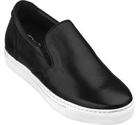 CALTO Souliers d'ascenseur Augmentant la Hauteur Invisible de pour Hommes - Slip-on décontracté léger en Cuir Noir - 2,4 Pouces de Plus - T1021 - Taille 9