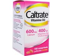 Caltrate Vitamine D3 600mg/400UI Calcium Et Cholécalciférol 180 Comprimés Pelliculés