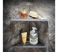 CALUCAB Lot de 2 étagères d'angle de douche en acier inoxydable sans perçage, étagères murales triangulaires pour salle de bain, cuisine (brosse)