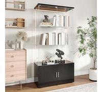 Caluself Armoire à trois écrans en verre + armoire + lampe noire