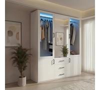 Caluself Armoire de 1,3 m de large avec un miroir au milieu et deux portes