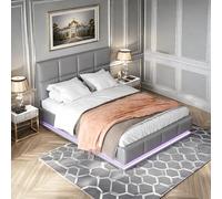 Caluself bedDouble Storage Bed LED Lighting with Gas Bar Storage with USB Charging Quick Assembly PU Metal Bed Frame Classic Adult Suitable for Bedroom Slatted Base 9J1k8L