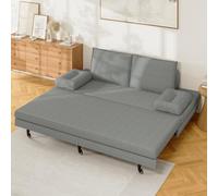 Caluself Canapé-lit en lin gris 90 x 200 cm extensible et pliable pour former un lit de 180 x 200 cm