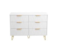 Caluself Commode à six tiroirs en placage blanc en forme de losange