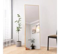 Caluself Miroir carré pleine longueur - 165 × 60 cm - Miroir sur pied - Grand miroir incurvé - Convient pour chambre à coucher, salon, couloir, dressing, magasin - Doré