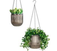 Calvalor Lot de 2 pots de fleurs suspendus - 13,5/21 cm - Pour l'extérieur et l'intérieur - Pot de fleurs suspendu pour plantes