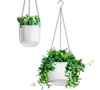 Calvalor Lot de 2 pots de fleurs suspendus - 13,5/21 cm - Pour l'extérieur et l'intérieur - Pot de fleurs suspendu pour plantes