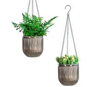Calvalor Lot de 2 pots de fleurs suspendus de 13,5 cm - Pour l'extérieur - Pot de fleurs suspendu à l'intérieur - Pot de fleurs suspendu pour plantes