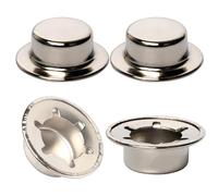 Calvana - Lot de 4 cache-écrous poussoirs en acier à ressort avec placage mécanique en zinc - Capuchons de rondelle permanents pour essieux de 9,5 mm pour diable, poubelles à roulettes, wagons de
