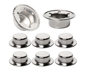 Calvana - Lot de 8 capuchons d'écrous poussoirs en acier à ressort avec placage mécanique en zinc - Capuchons de rondelle permanents pour essieux de 1,27 cm pour diable, poubelles à rouler et wagons à