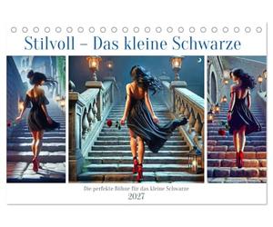 CALVENDO Élégant - Le petit calendrier de table noir (calendrier de table 2027 DIN A5 paysage), calendrier mensuel : la robe adaptée à toutes les occasions.