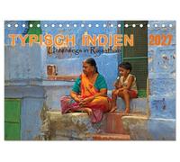 CALVENDO - Inde typique - En déplacement au Rajasthan (calendrier de table 2027 DIN A5 paysage) - Calendrier mensuel : vêtements colorés, rituels religieux et vie quotidienne dans l'état du désert