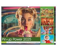 CALVENDO - Pin-up Power 2025 (calendrier mural 2027 DIN A2 paysage) - Calendrier mensuel : ce calendrier Pin-up rétro allie le charme irrésistible des années 50 avec des mots frais, coquins et