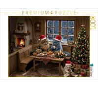 CALVENDO Puzzle A Cat's Christmas by the Fireplace | 1000 pieces, finished size