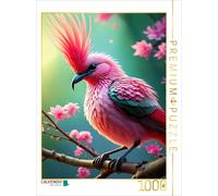 CALVENDO Puzzle A colorful bird of paradise with a pink feather crest amidst del