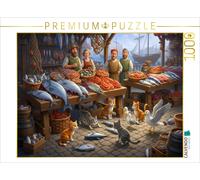 CALVENDO Puzzle A good catch this morning-cats and seagulls at the fish market |