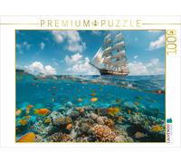 CALVENDO Puzzle Above and below - sailing ship and corals with fish | 1000 piece