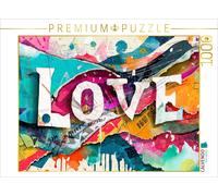 CALVENDO Puzzle Art Abstrait coloré avec Texte Love | Taille de la Photo cm Puzzle Photo pour des Heures heureuses