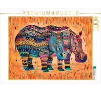 CALVENDO Puzzle Hippopotame Abstrait avec Ornement Solaire | 1000 pièces Taille de la Pose 64 x 48 cm Puzzle Photo pour des Heures heureuses