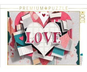 CALVENDO Puzzle Abstrait Design Coloré avec Cœur et Texte Love | 1000 Pièces Taille de la Page 64 x 48 cm Puzzle Photo pour Heures de Bonheur