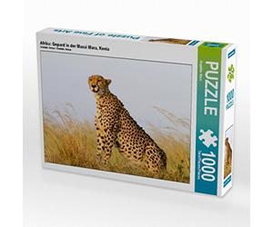 CALVENDO Puzzle Afrique : guépard dans Le Masai Mara, Kenya 1000 pièces Taille de la Pose 64 x 48 cm Photo Puzzle Image de Angelika Star