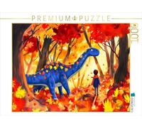 CALVENDO Puzzle Ambiance d'automne avec Le Dinosaure dans la forêt colorée | 1000 pièces Taille de la Pose 64 x 48 cm Puzzle Photo pour des Heures heureuses